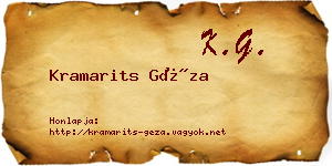 Kramarits Géza névjegykártya